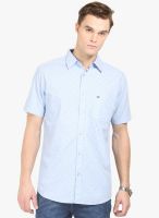 HW Blue Solid Regular Fit Casual Shirt