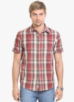 HW Brown Checked Regular Fit Casual Shirt