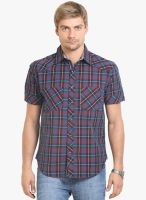 HW Maroon Checked Regular Fit Casual Shirt