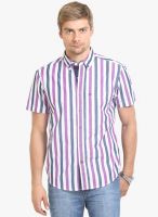 HW Purple Striped Regular Fit Casual Shirt