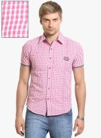 HW Red Checked Regular Fit Casual Shirt