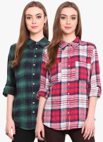 Instacrush Pack Of 2 Multicoloured Colored Checked Shirts