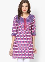 Karigari Purple Printed Kurta