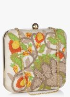 Molcha Beige/Multi Floral Embroidered Box Clutch