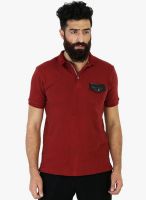Mr Button Red Solid Polo T-Shirt
