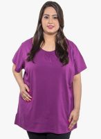 Pluss Purple Solid T Shirt