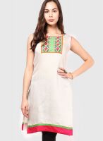 Span Beige Printed Kurtis