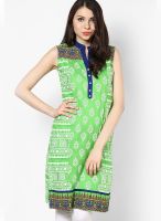 Span Green Embroidered Kurtis