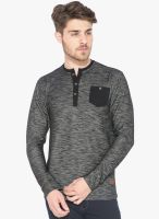 Status Quo Dark Grey Solid Henley T-Shirt