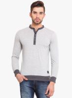 Western Vivid Grey Solid Henley T-Shirt