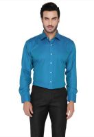 Blacksmith Men's Self Design Formal Blue Shirt