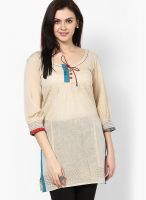 Bohemyan Blue Cotton Off White Kurti