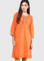 Bohemyan Blue Orange Printed Kurta