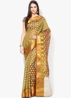 Bunkar Green Printed Silk Blend Saree