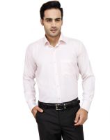 Frankline Men's Solid Formal Pink Shirt