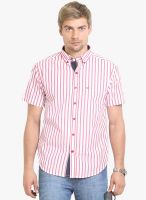 HW Red Striped Regular Fit Casual Shirt