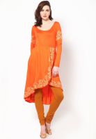 Ira Soleil Orange Printed Kurtis