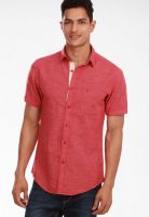 Jogur Solid Red Casual Shirt