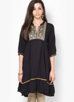 Jugnu Black Embroidered Kurta