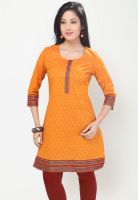 Kira Orange Printed Kurtis