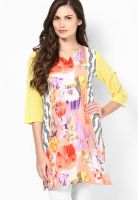 Rain & Rainbow Yellow Printed Kurta