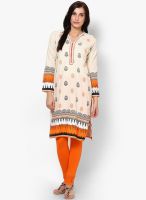 Sringam Cream Printed Kurtas