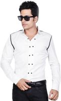 Sttoffa Men's Solid Formal White, Black Shirt