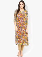 Vedic Yellow Printed Kurtis