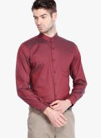 Black Coffee Maroon Slim Fit Formal Shirt