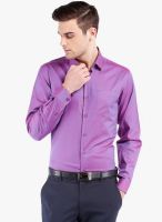 Black Coffee Purple Solid Slim Fit Formal Shirt