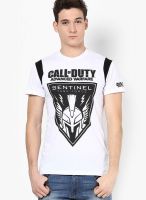 Call Of Duty White Printed Round Neck T-Shirts