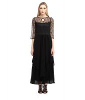 Cottinfab Black Net Maxi Dress