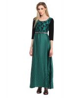 Cottinfab Green Rayon Maxi Dress