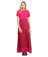 Cottinfab Pink Rayon Maxi Dress