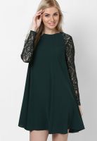 Dorothy Perkins Green Colored Solid Shift Dress