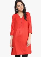 G Red Solid Kurta