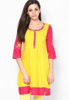 Jugnu Yellow Printed Kurta