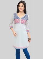 Kira White Printed Kurtis