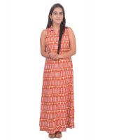 #Lets Selfie Orange & White Partywear Maxi Dress
