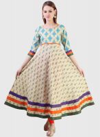 Libas Beige Printed Anarkali