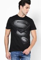 Superman Black Printed Round Neck T-Shirts