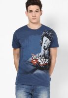 Superman Blue Printed Round Neck T-Shirts