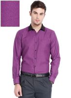 Mark Taylor Purple Solid Slim Fit Formal Shirt