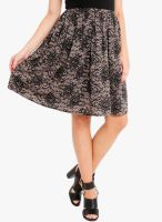 Nun Black Printed Flared Skirt