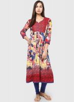 Rain & Rainbow Yellow Printed Anarkali