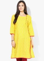 Rangmanch By Pantaloons Yellow Printed Kurta