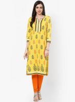 Rangriti Cotton Yellow Kurta