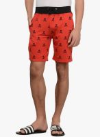 Tab91 Orange Printed Shorts