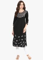 Tissu Black Embroidered Kurta