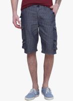 Alley Men Blue Checked Shorts